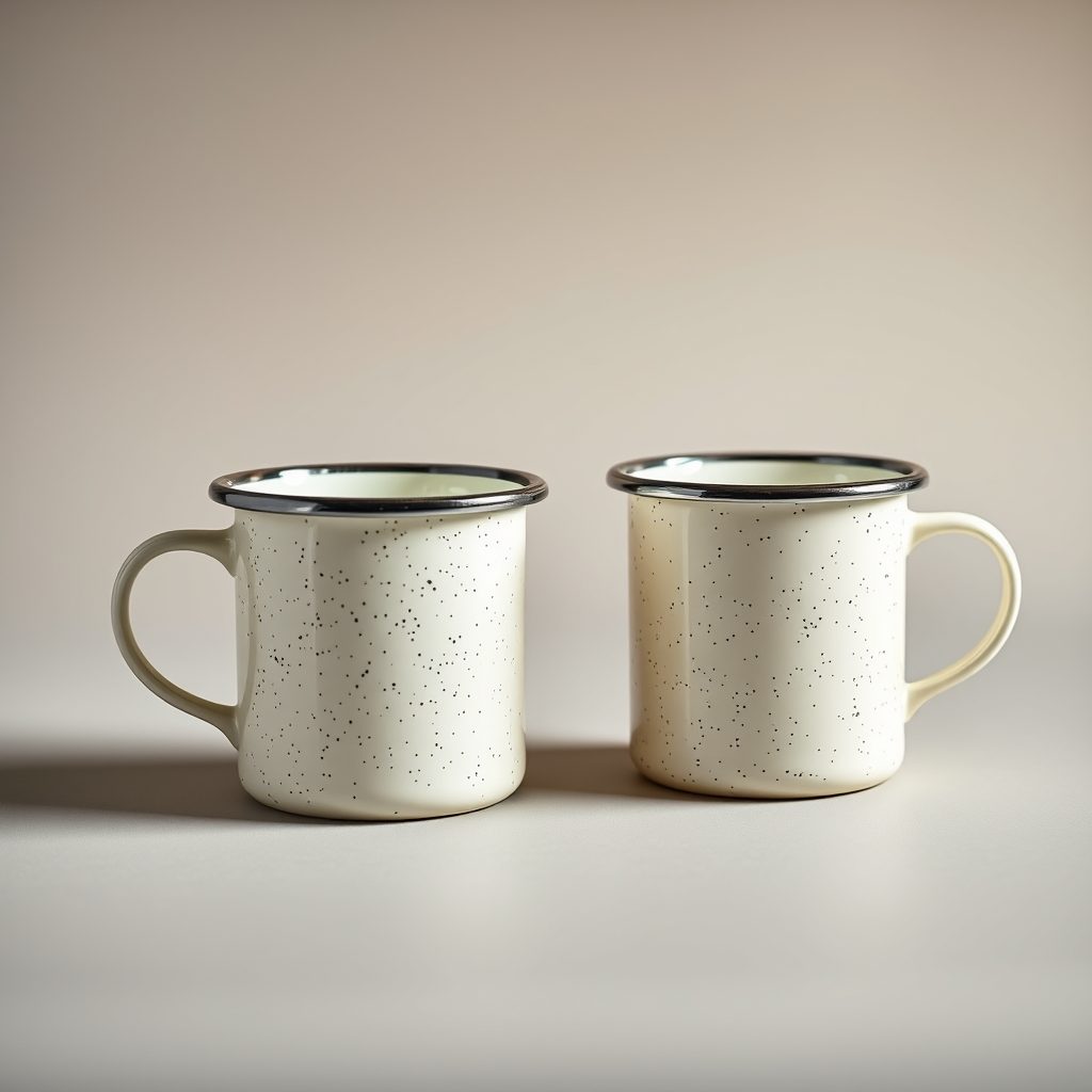 Enamel mug, set of two